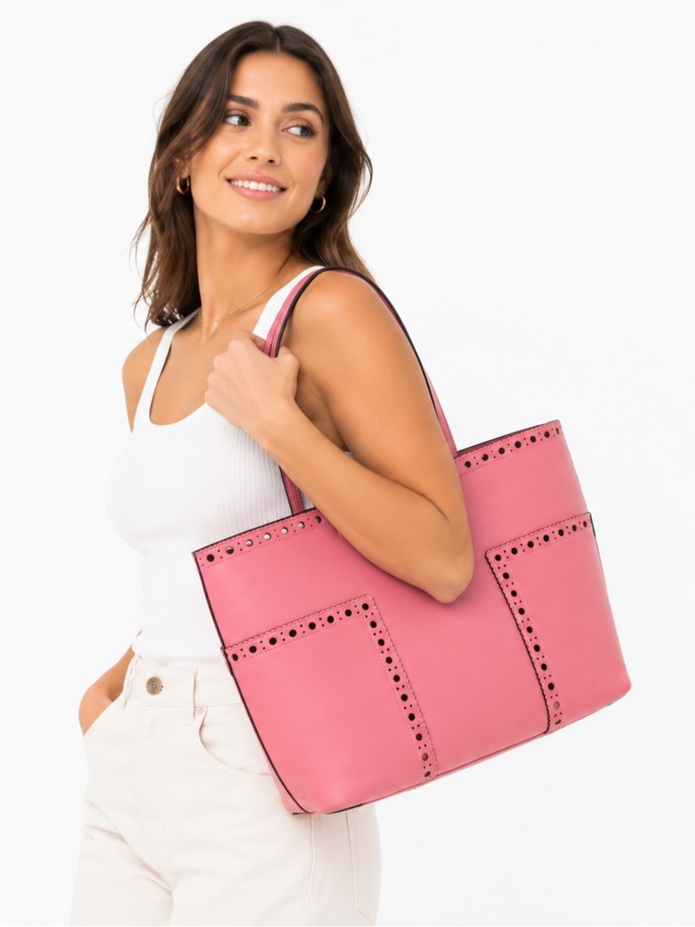 [Tory Burch] Pink Leather Tote & Wristlet